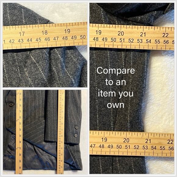 Vintage Polo Ralph Lauren 40R Gray Stripe Wide Lapel Flannel Blazer Sport Jacket - Picture 13 of 15